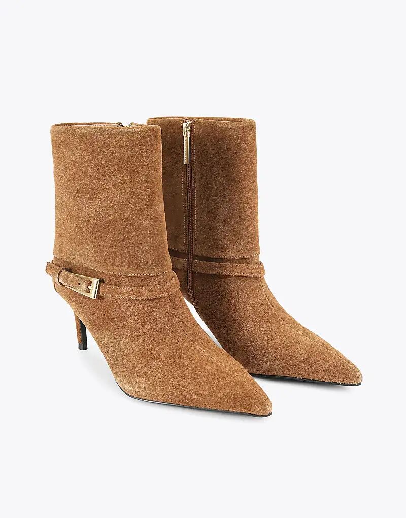 Ботильоны KG Kurt Geiger Trinity средней высоты из замши цвета верблюжьей шерсти — фото 2