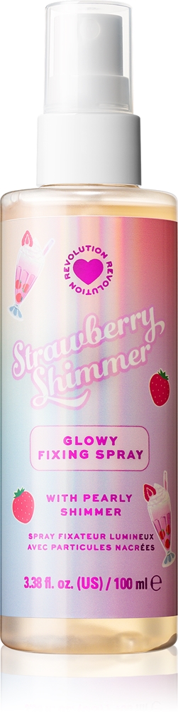 

Спрей-Фиксатор макияжа с эффектом клубничного молочного коктейля и мерцанием I Heart Revolution, 50 мл