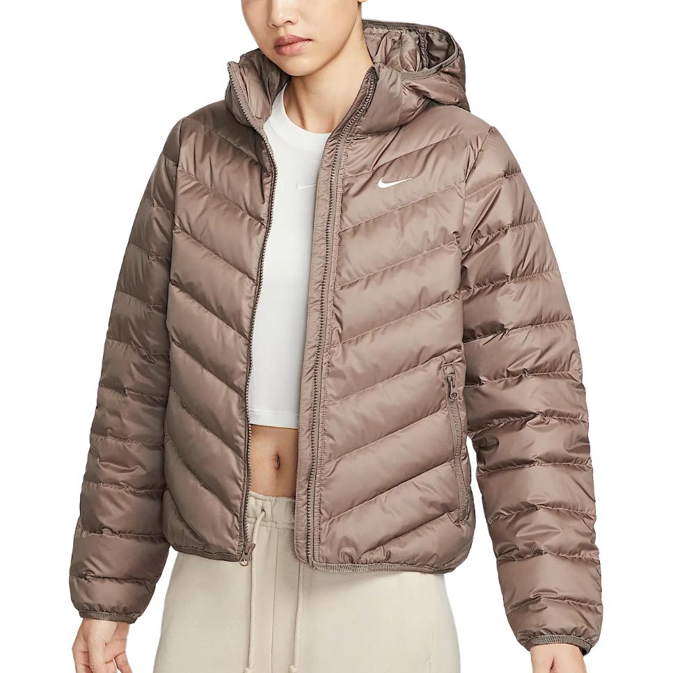 Куртка Therma FIT FW25 Sportswear Windpuffer WINDRUNNER Down женская Nike, коричневый/белый — фото 3