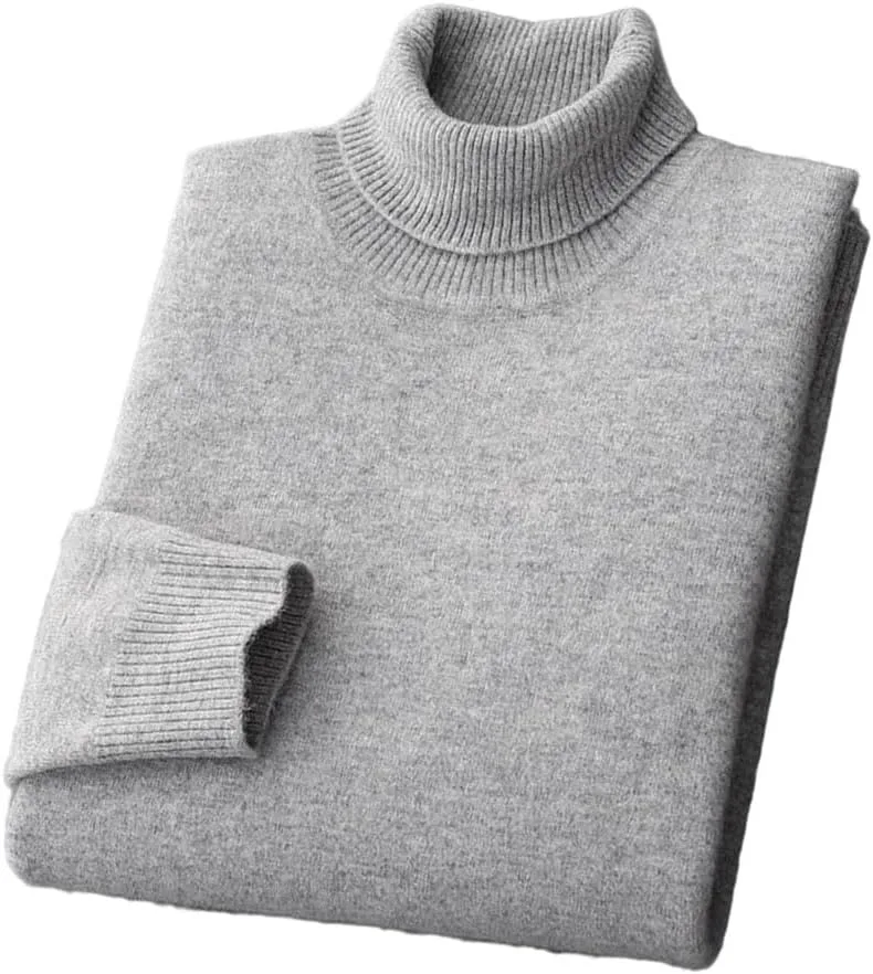 

Осенне-зимний мужской свитер с высоким воротником — 100% Wool, Thick Business Knit Pullover