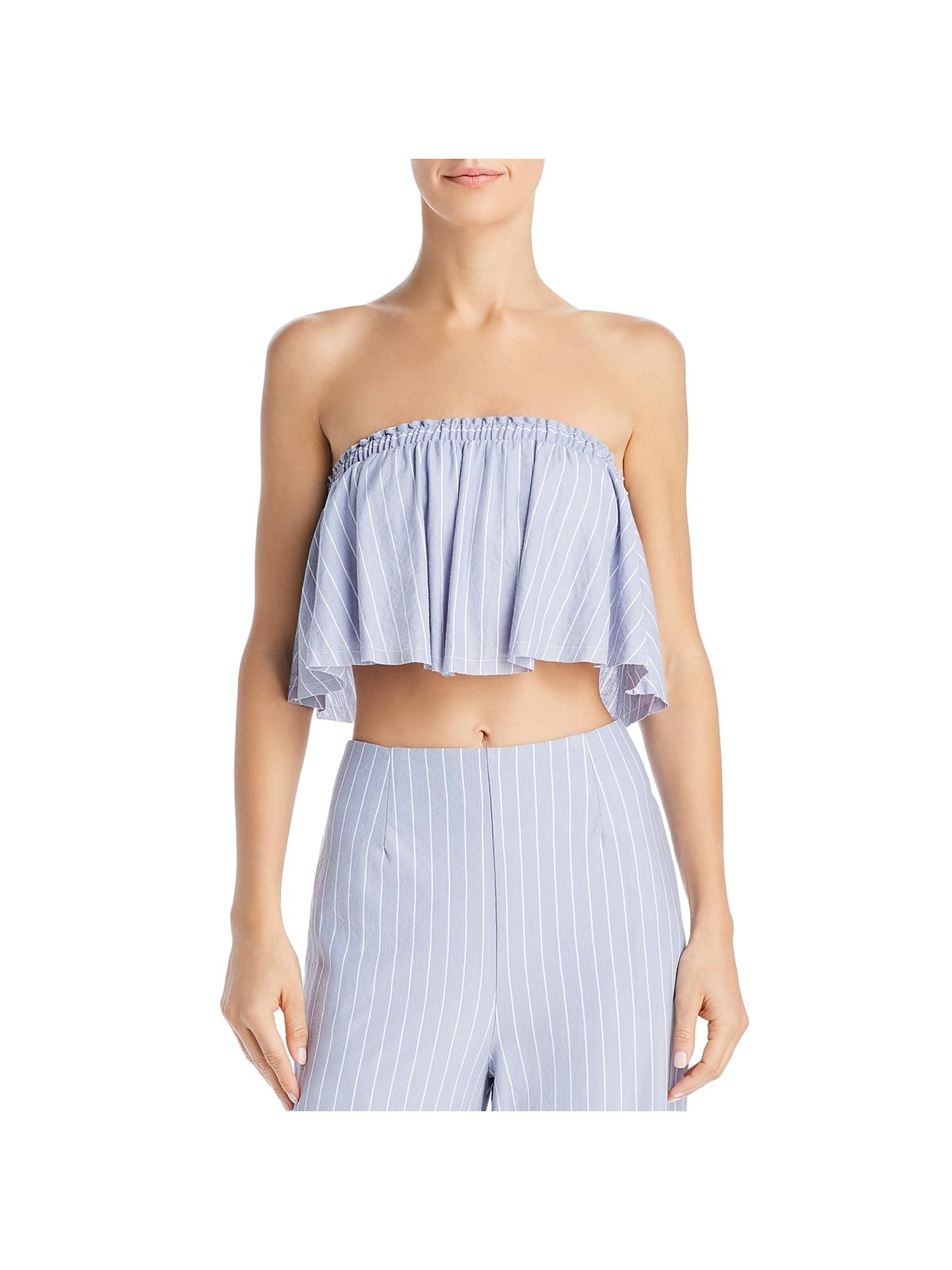 

Женский полосатый укороченный топ без бретелек Wild One Sage, цвет powder blue