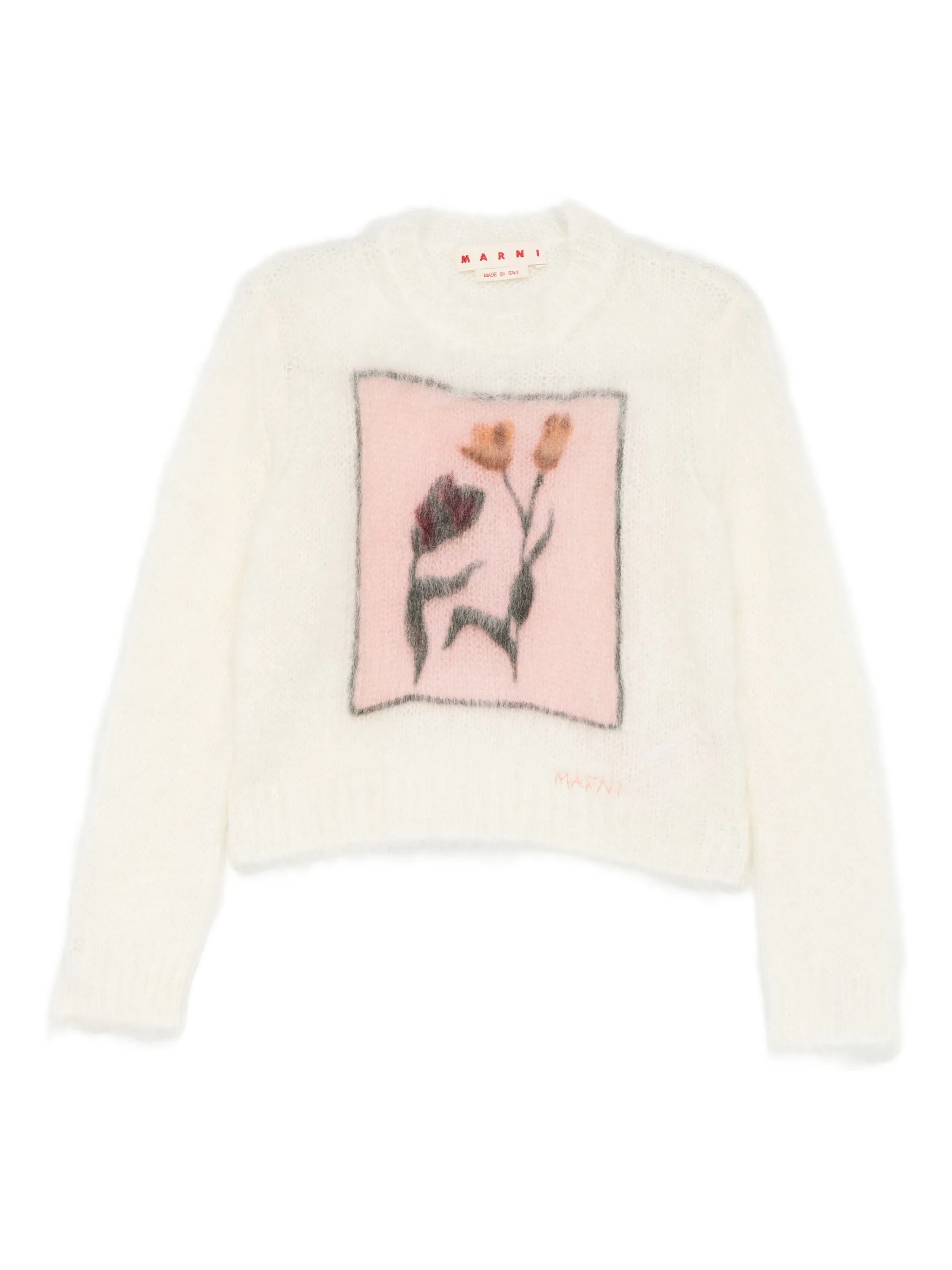 

Свитер с цветочным принтом Marni, белый