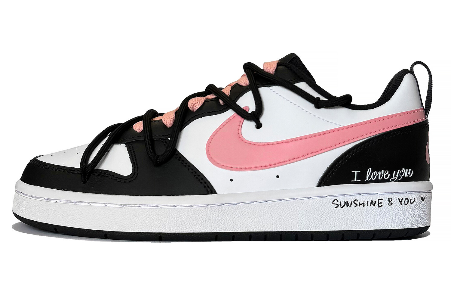 

Кроссовки Nike Court Borough Skateboarding Shoes Women's Low-top Black/White/Pink, розовый