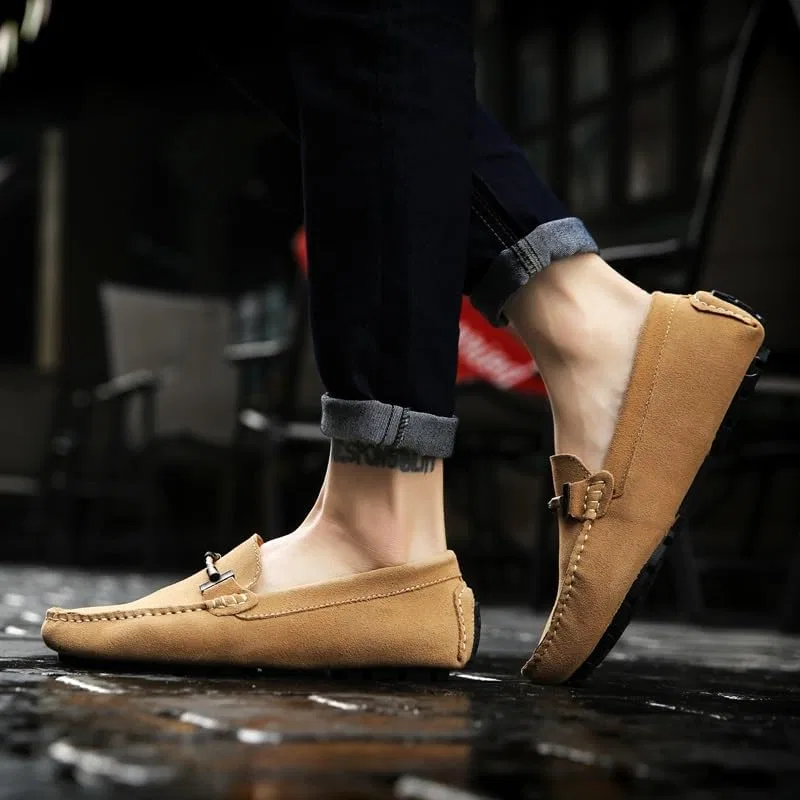 Лоферы из нубуковой кожи, квадратный носок, Mens, Beige PUGHGAETZF — фото 4