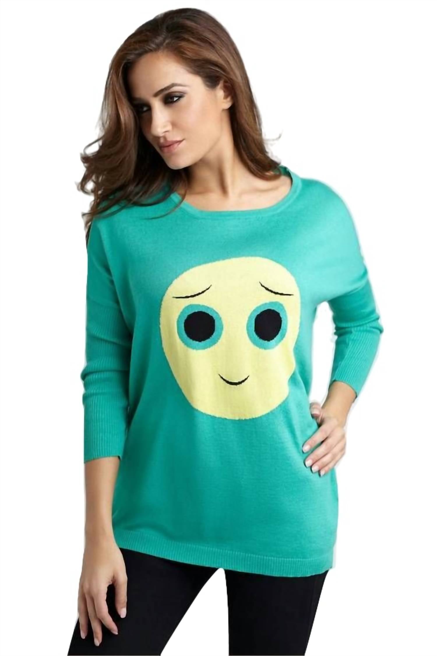 

Топ с большими глазами Emoji в бирюзовом цвете ANGEL
