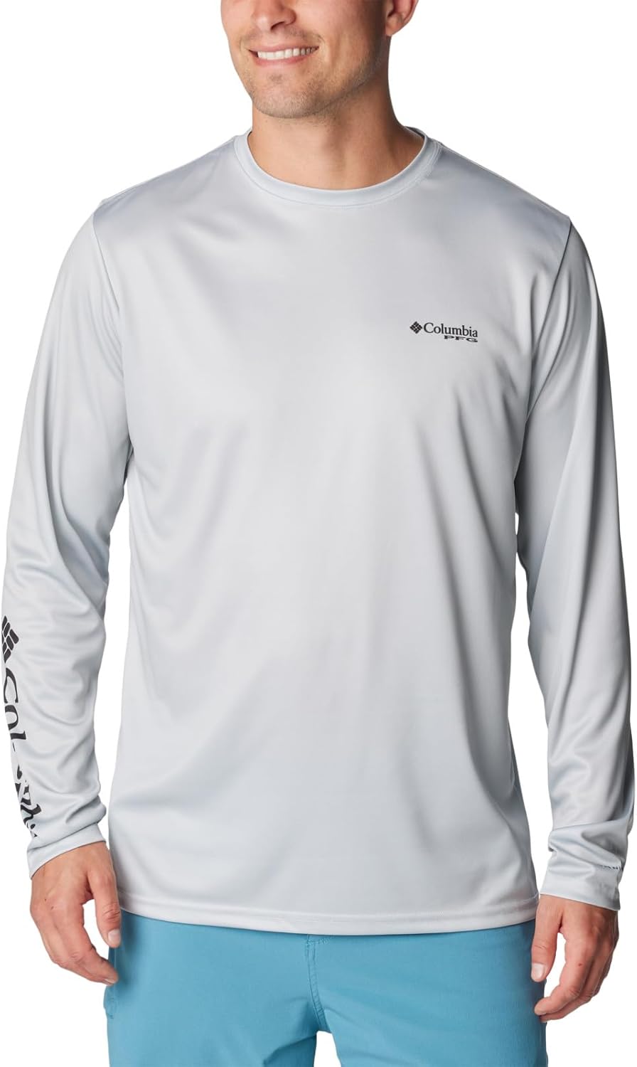 

Columbia мужская футболка Terminal Tackle PFG Bait Jumper с длинным рукавом, Cool Grey/White Bait Jumper Fresh, Белый, Columbia мужская футболка Terminal Tackle PFG Bait Jumper с длинным рукавом, Cool Grey/White Bait Jumper Fresh