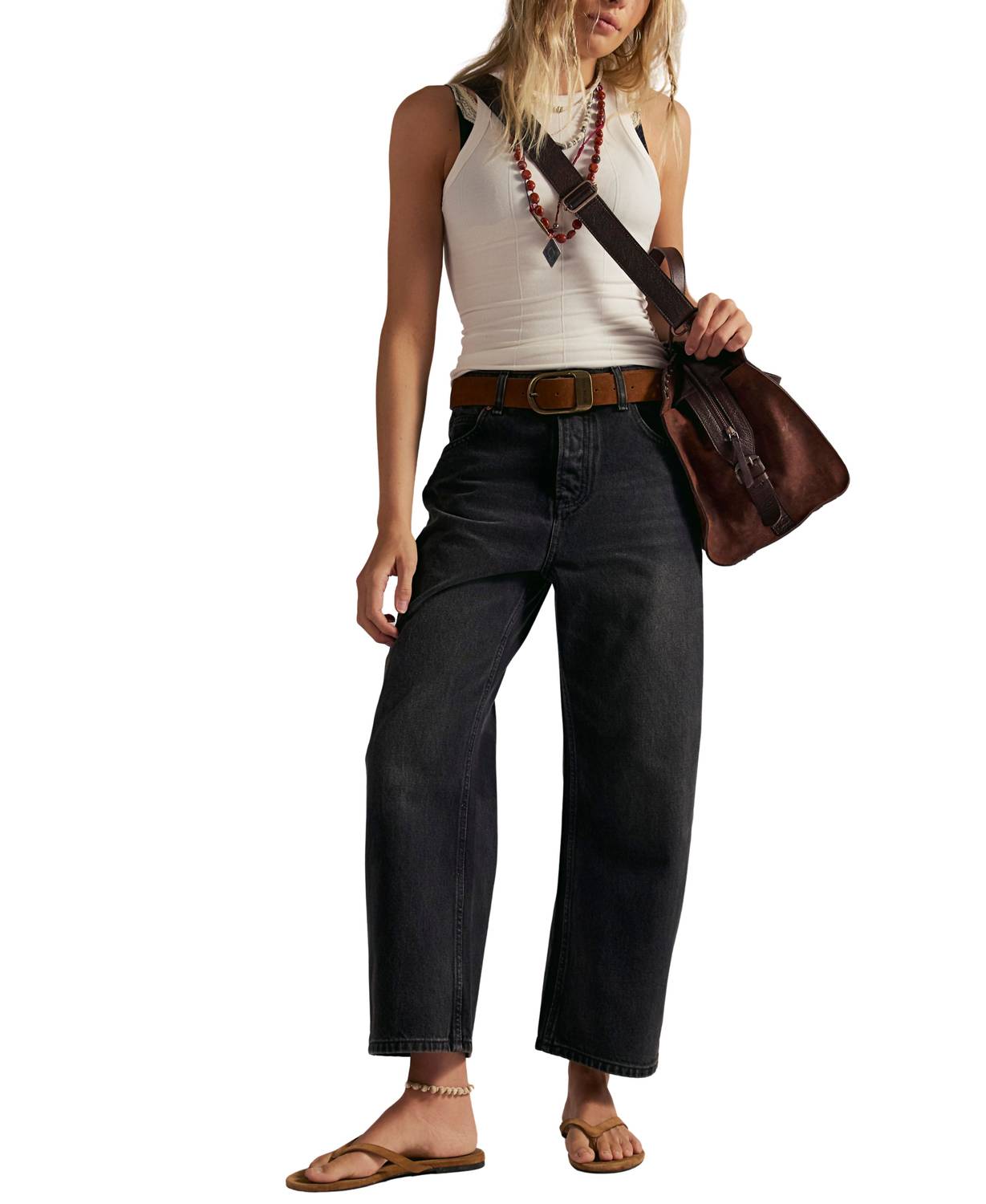 

Джинсы-бойфренды Deep Trance Dropped черного цвета Free People, черный