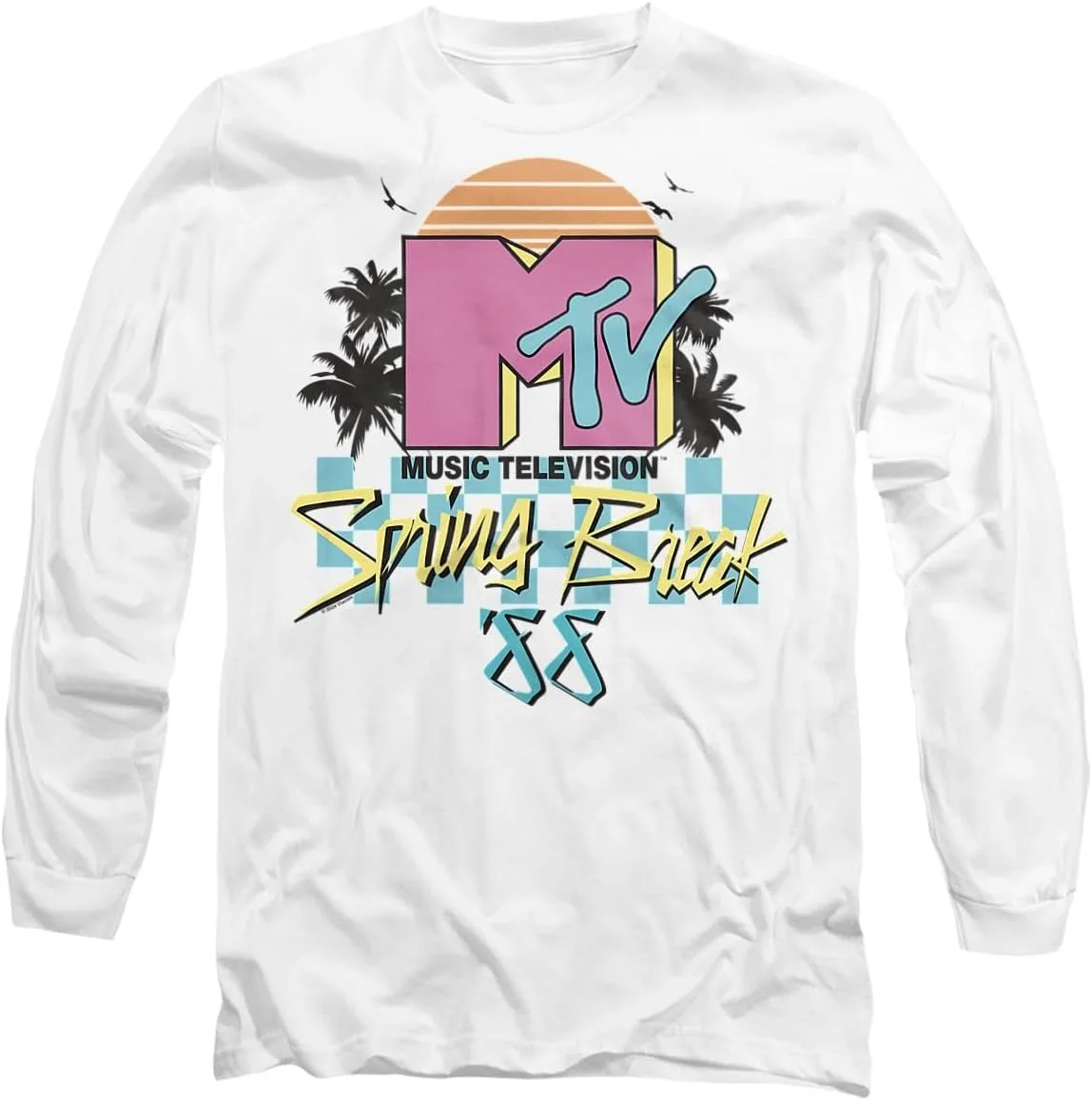 

MTV Spring Break Checkerboard футболка с длинным рукавом Unisex Adult Popfunk