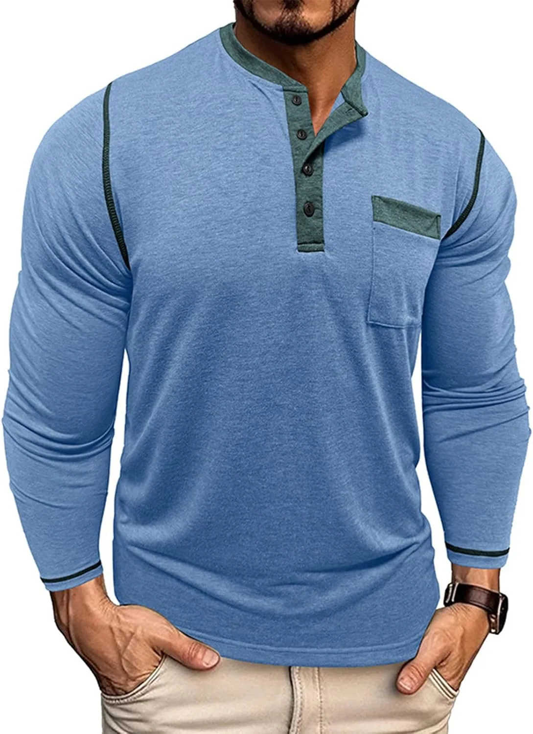 

Мужская футболка поло с длинным рукавом и карманом