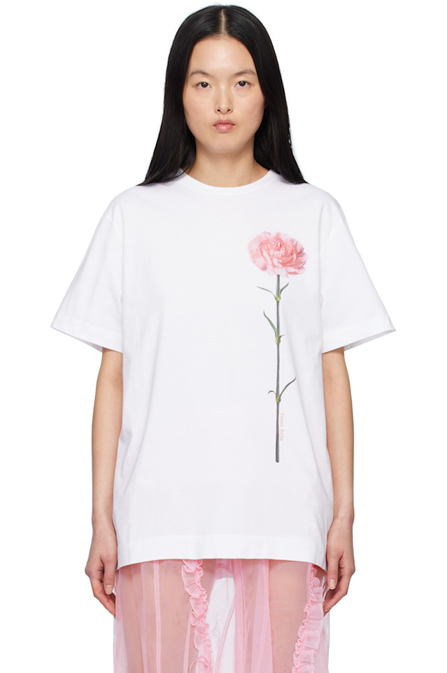 

Футболка с принтом гвоздики с коротким рукавом Simone Rocha, белый