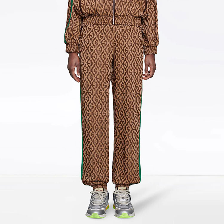 Штаны спортивные женские Gucci, коричневый / красный / зеленый — фото 2