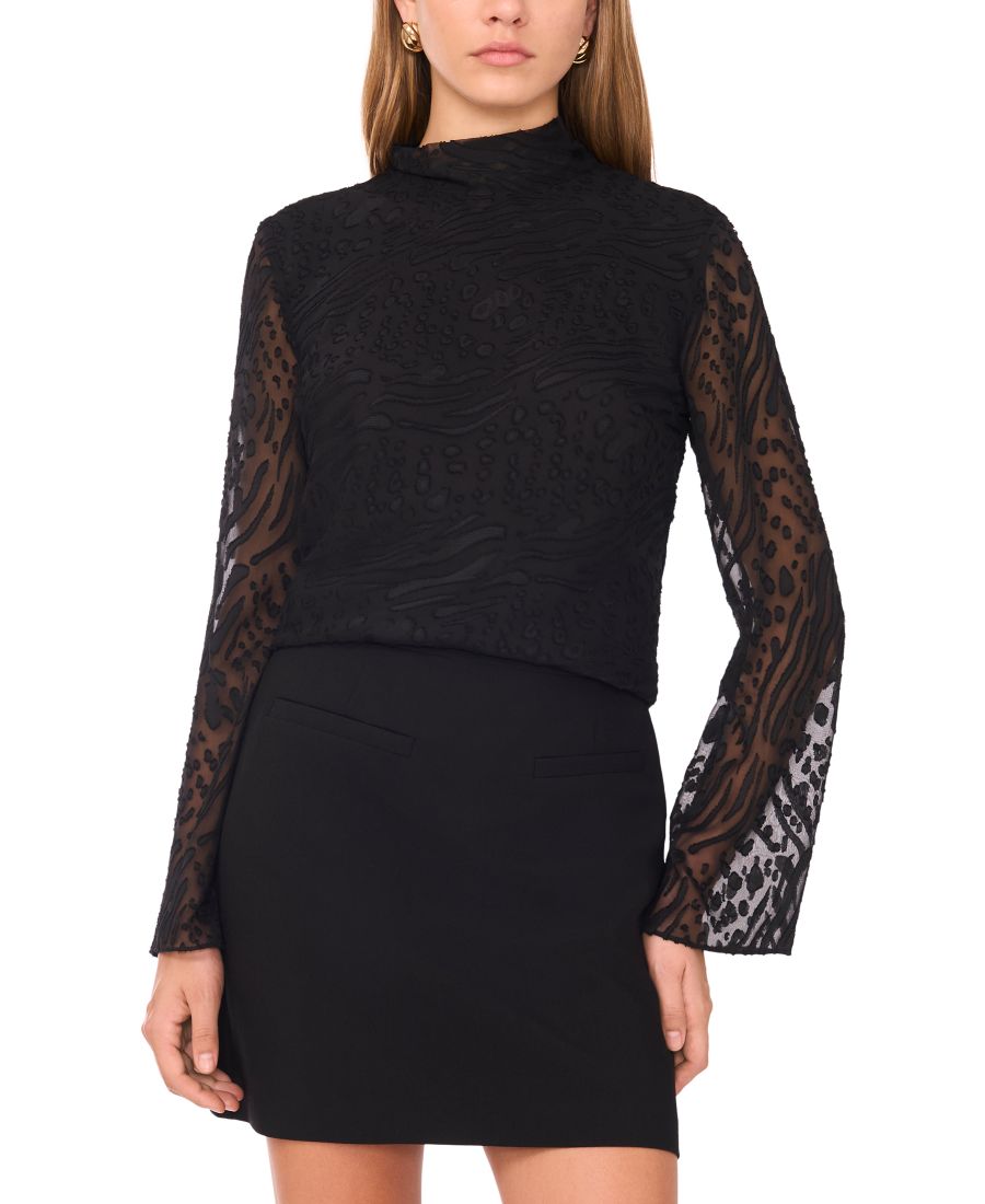 

Женская блузка с длинными рукавами-колоколами и завязками на спине 1STATE, Rich Black