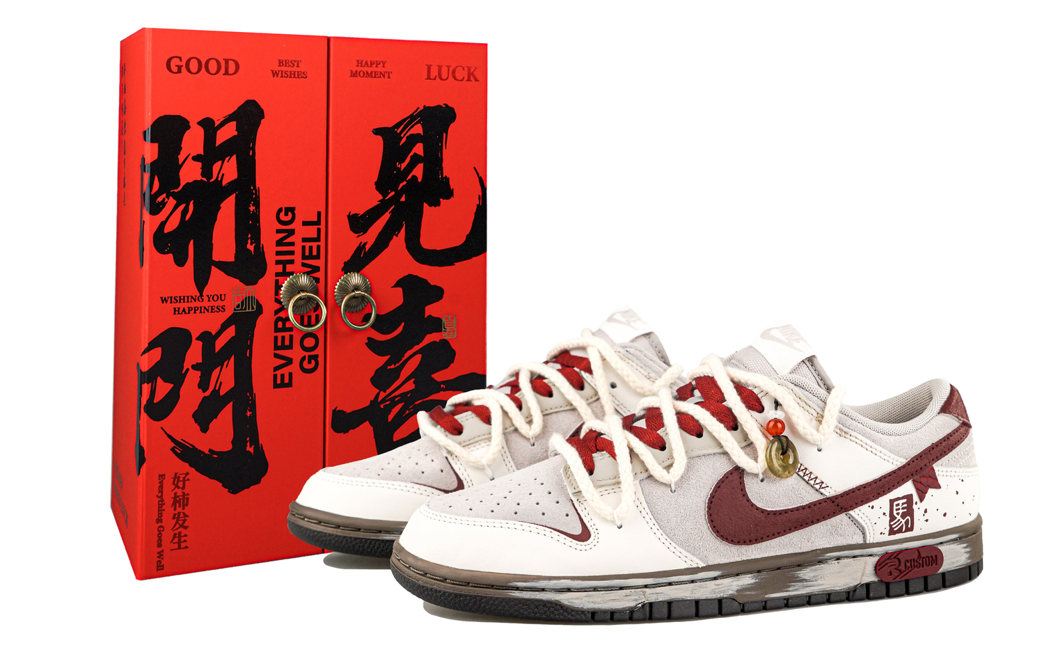 

Nike Dunk RISK CNY Year Of The Horse, Flying Horse низкие кроссовки для скейтбординга Unisex серый красный