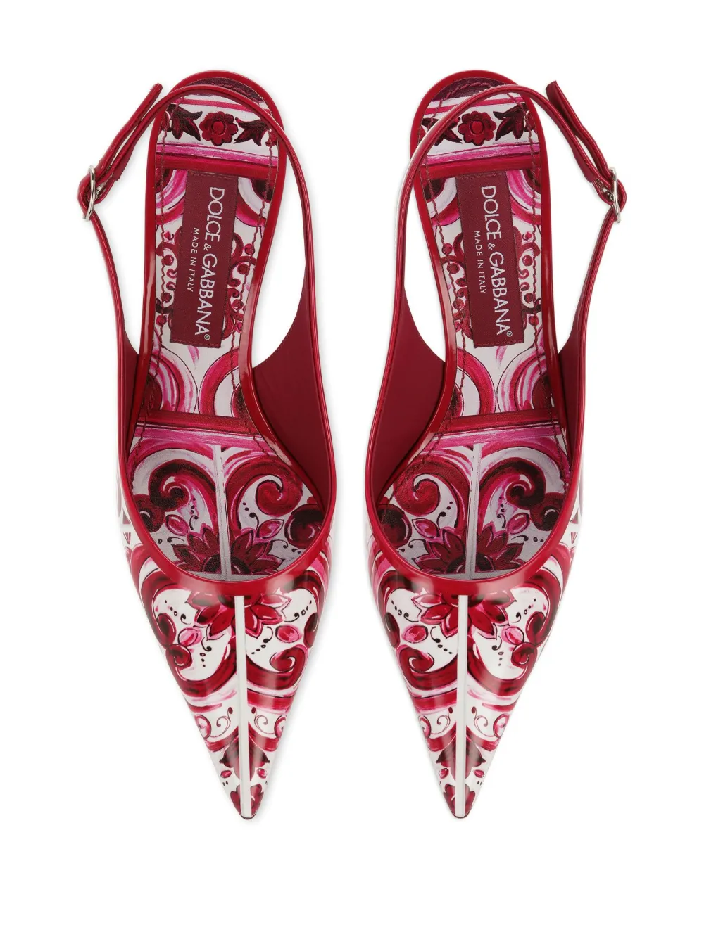 Туфли с ремешком на пятке и принтом Majolica DOLCE & GABBANA, розовый — фото 4