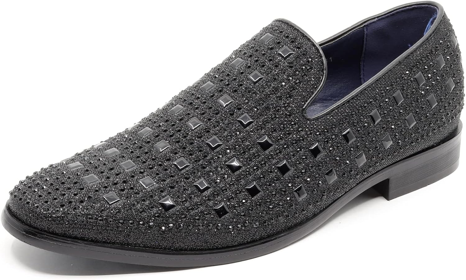 

Мужские винтажные лоферы с заклепками и стразами, дизайнерские классические смокинговые туфли, без шнурков SM-11 Metrocharm, черный