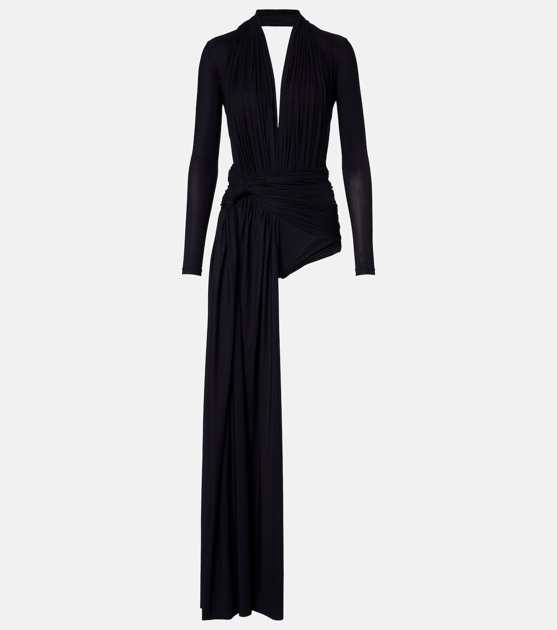 

Асимметричное драпированное мини-платье Balenciaga, черный