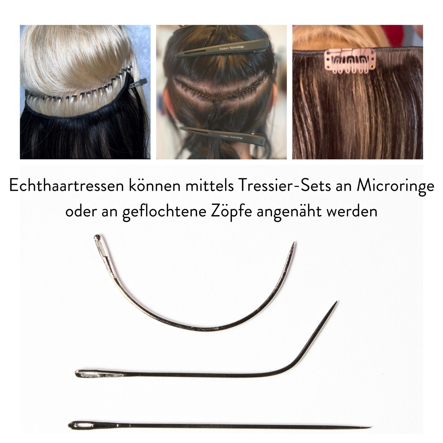 Накладные волосы nadel und faden im set für die extension weaving methode Hair2Heart, braun, количество 1 шт. — фото 4