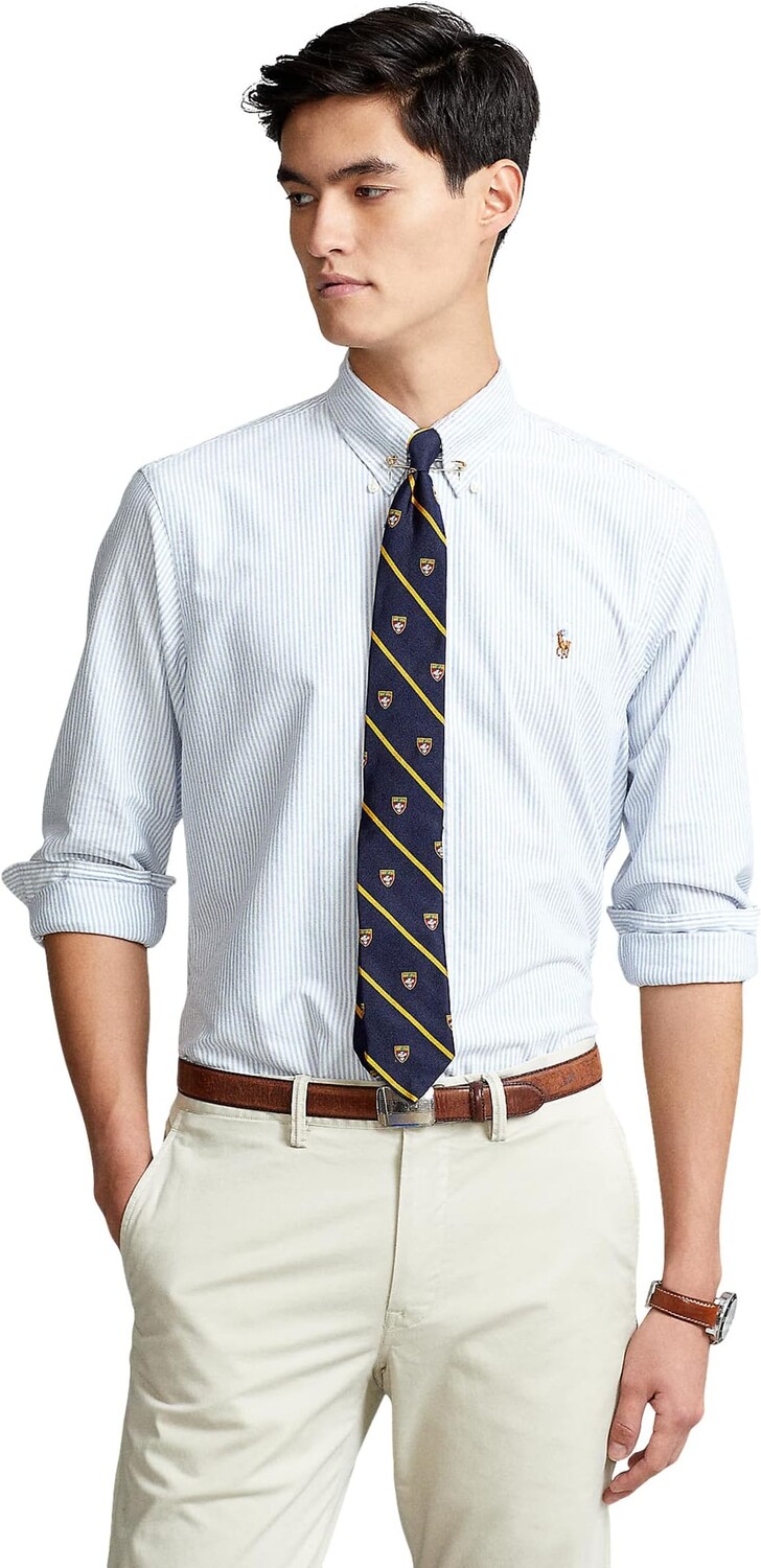 

Классическая оксфордская рубашка Polo Ralph Lauren, цвет Blue/White Stripe