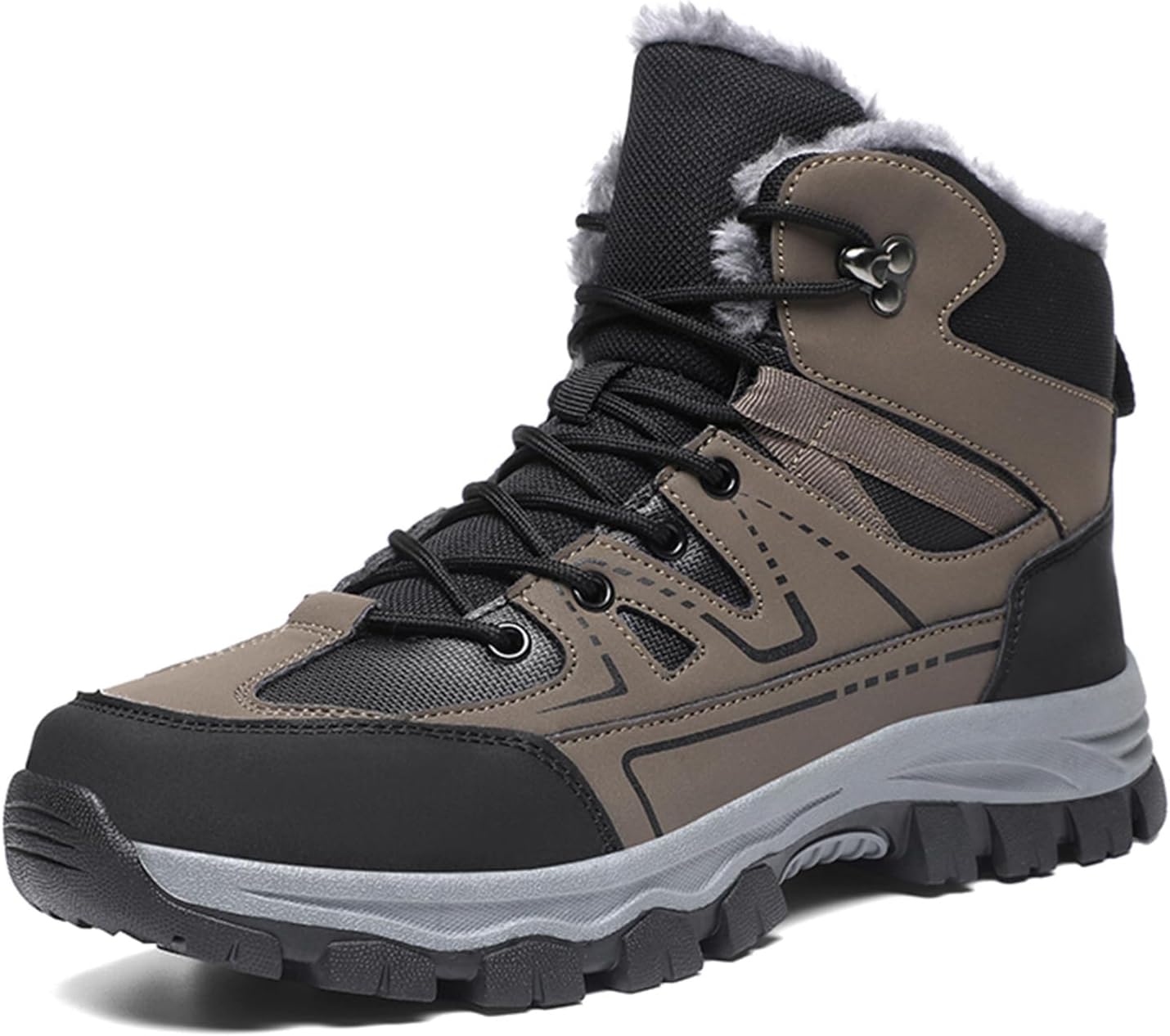 

Зимние мужские теплые ботинки с флисовой подкладкой для активного отдыха на улице, большие размеры Generic, коричневый