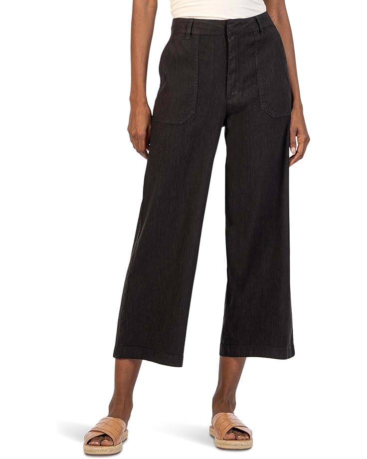 

Джинсы KUT from the Kloth Petite Topaz-Wide Leg Pant With Porkchop Pockets in Black, черный