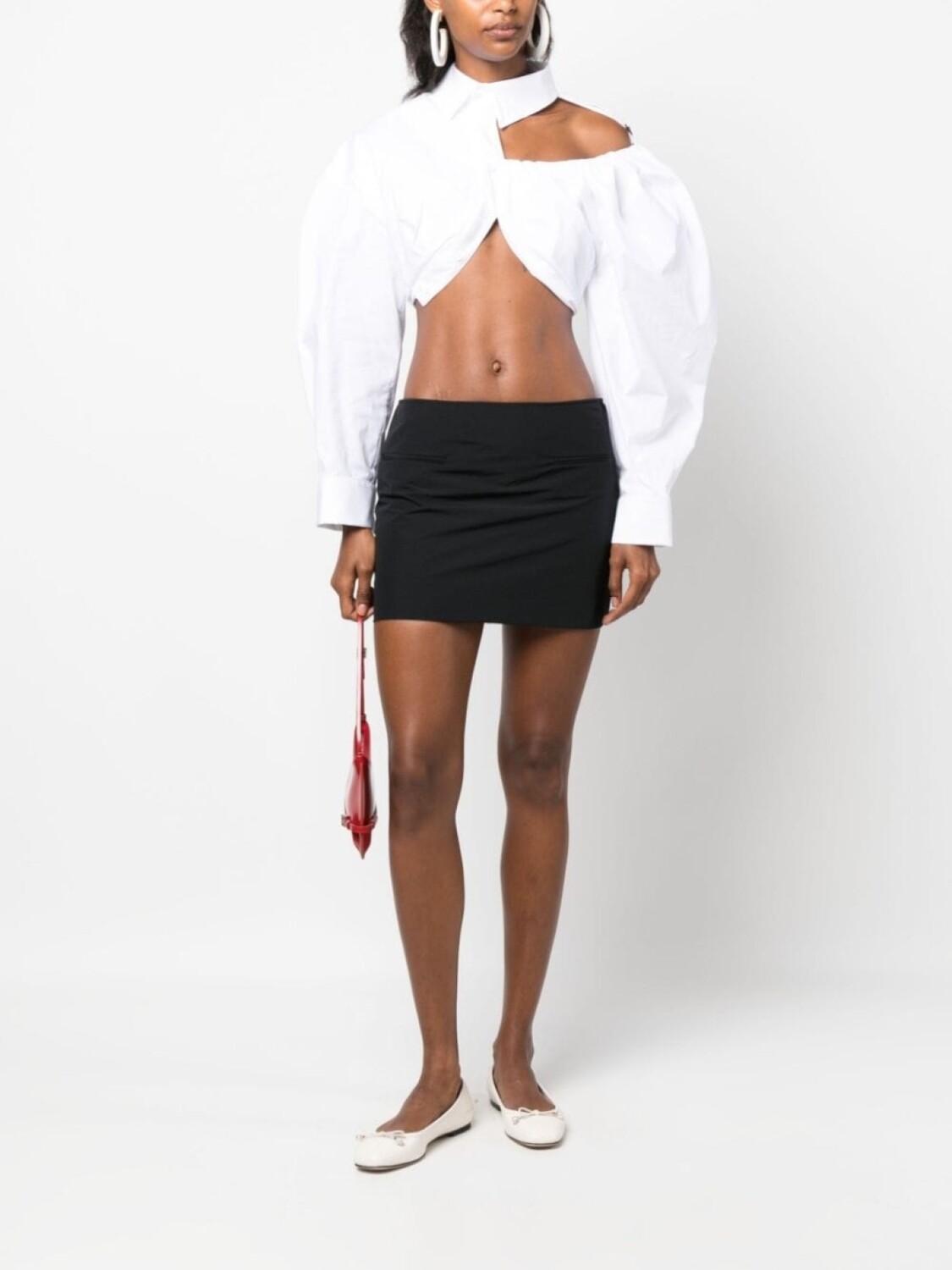 Укороченная рубашка La Galliga асимметричного кроя Jacquemus, белый — фото 2