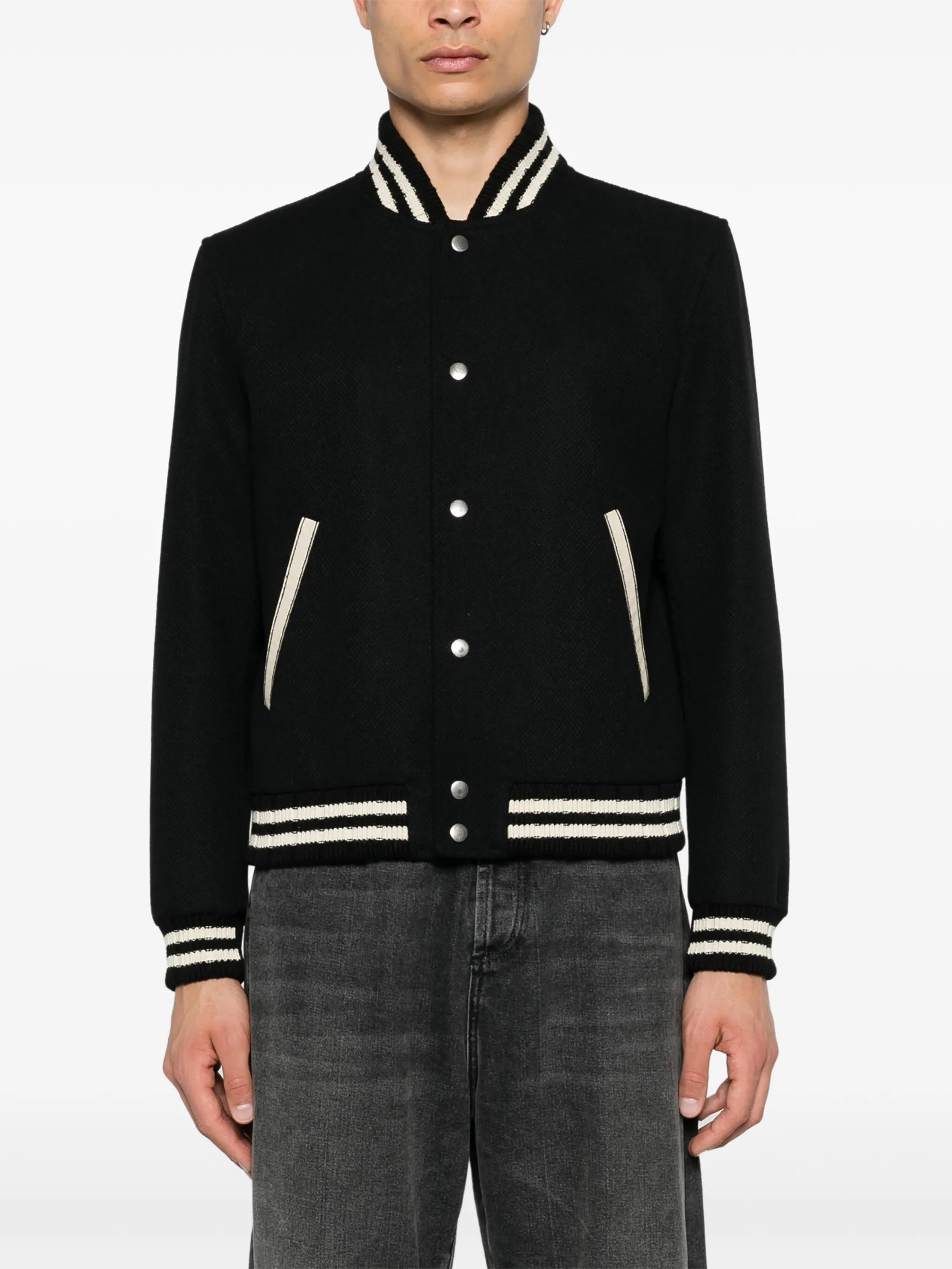 Бомбер Teddy Saint Laurent, черный — фото 3