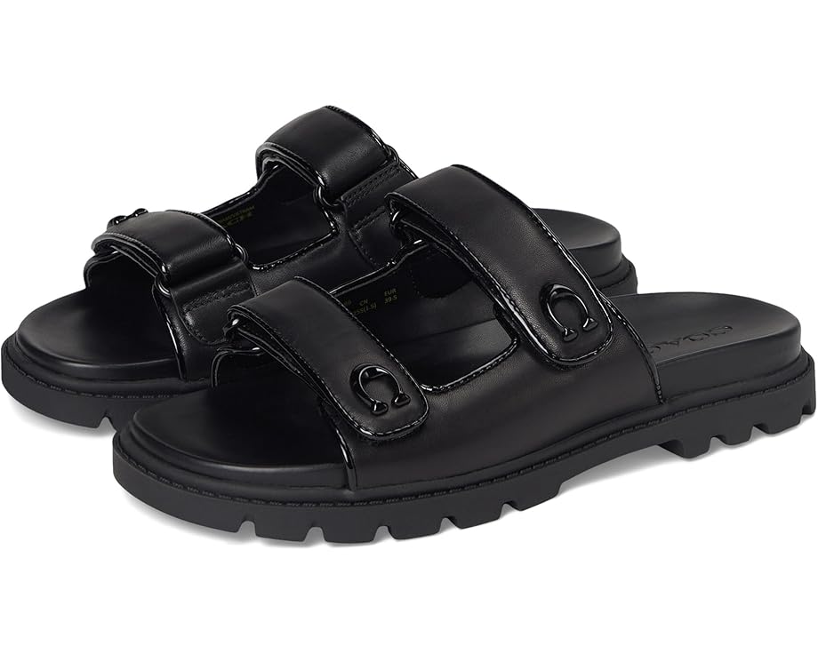 Сандалии COACH Sculpted C Leather Double Band Sandals, черный