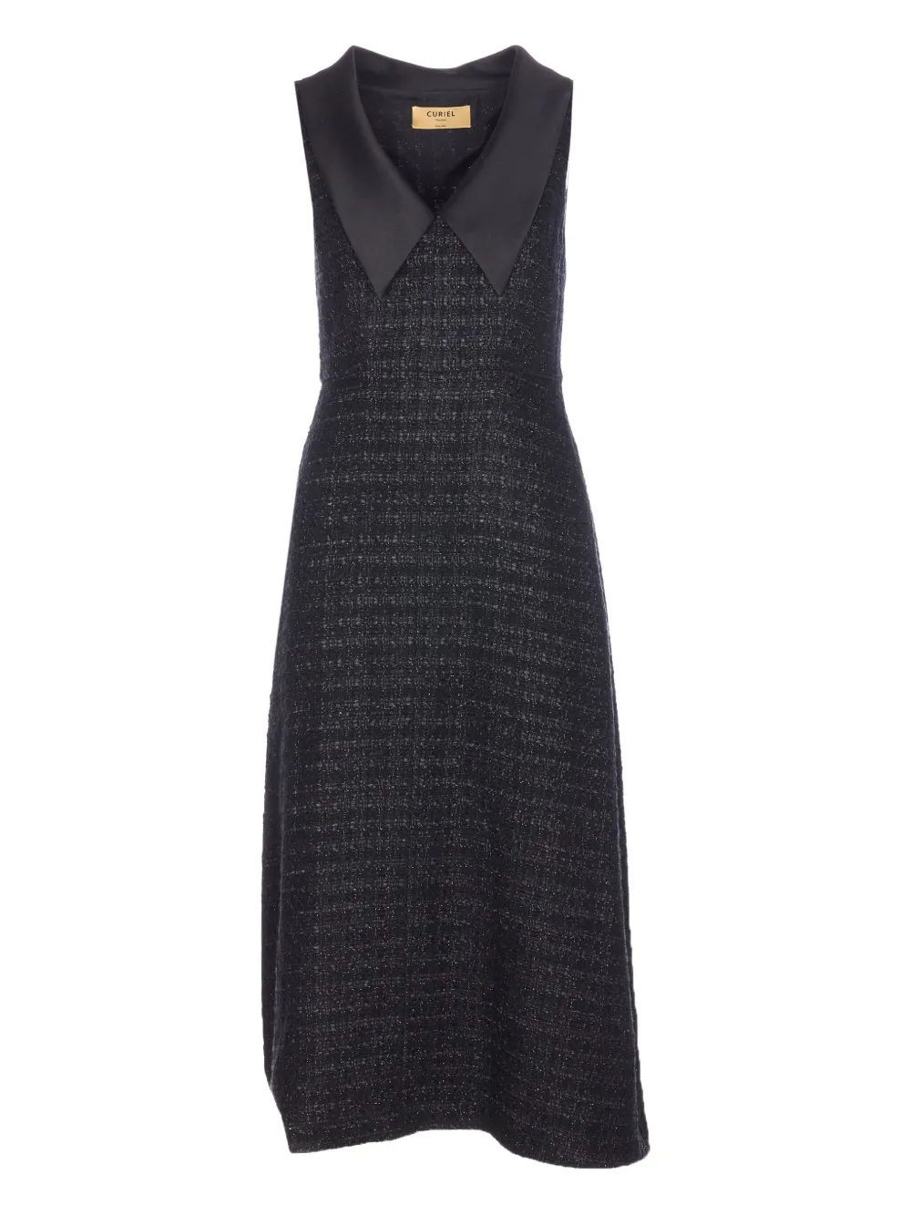

Платье миди с эффектом букле и V-образным вырезом Curiel, черный