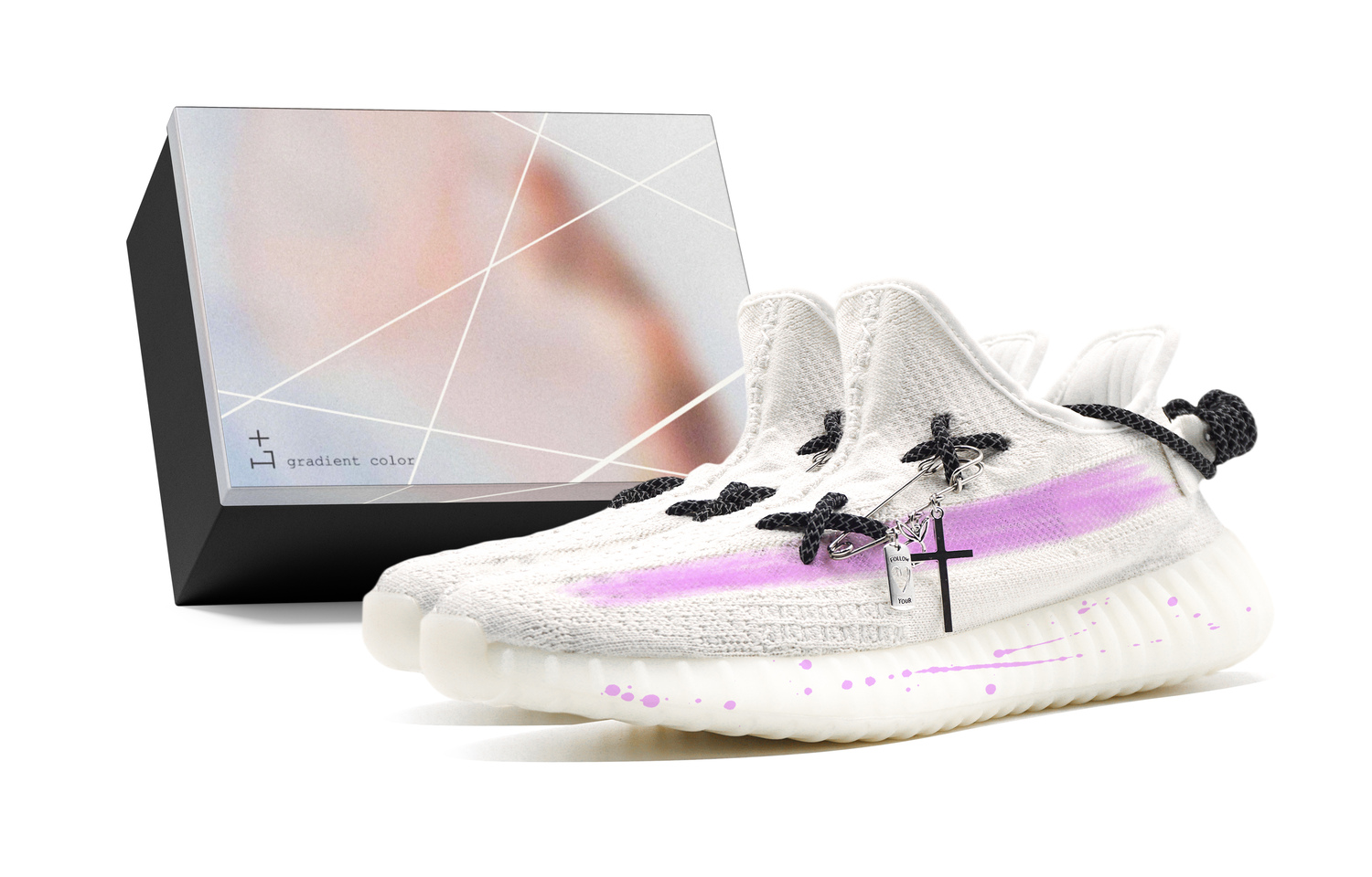 

Adidas Originals Yeezy Boost 350 V2 Low Top повседневные кроссовки унисекс белый фиолетовый - белый фиолетовый (с коробкой), цвет White Purple (Box)