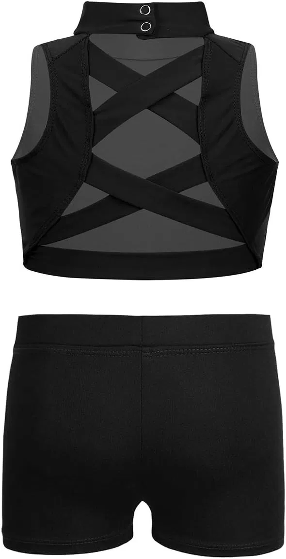 Детский спортивный комплект Mufeng из топа и шорт, Top Black