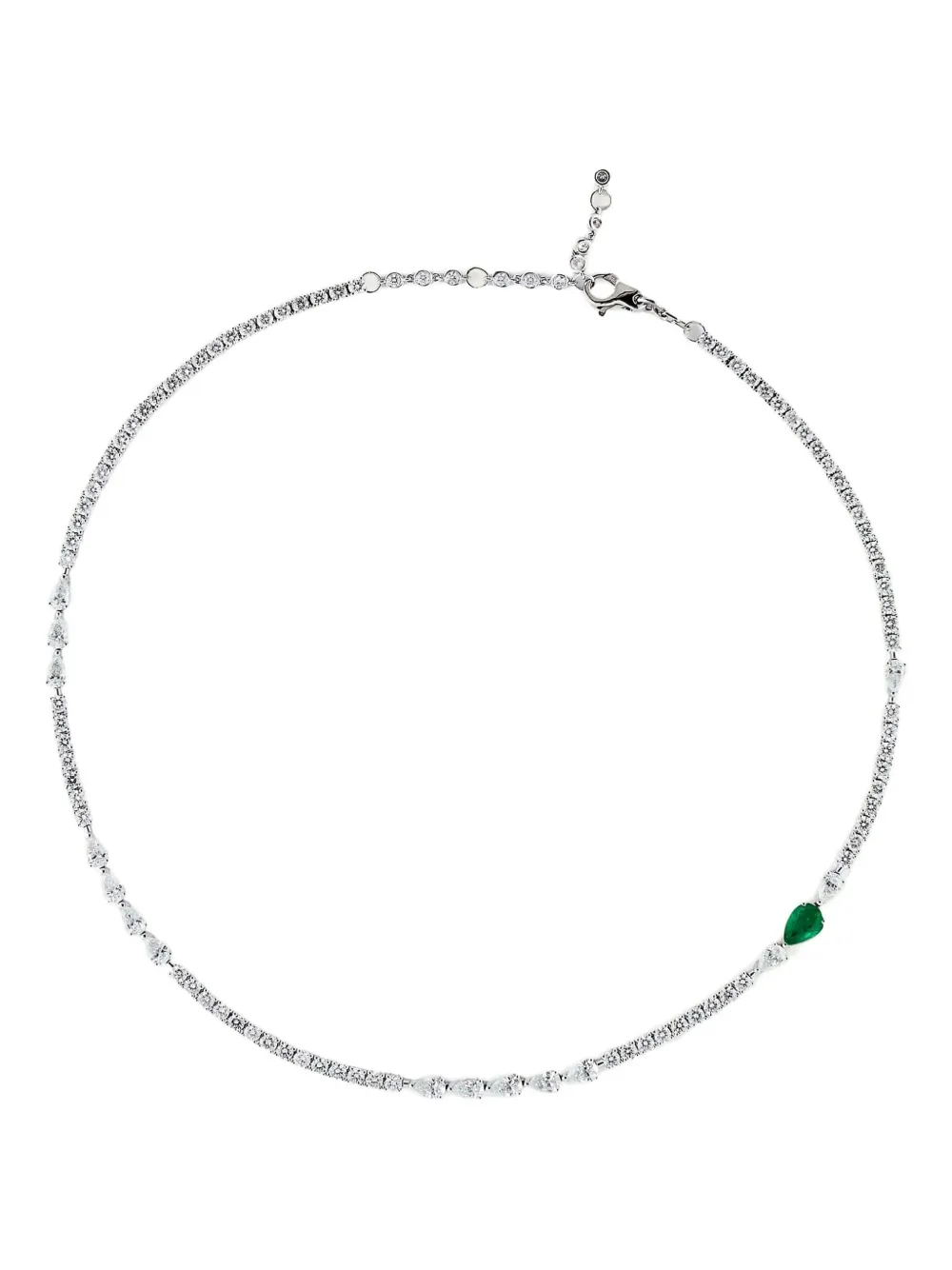 

Кольцо из белого золота с бриллиантами и изумрудом Jewels Aficionado, серебяный