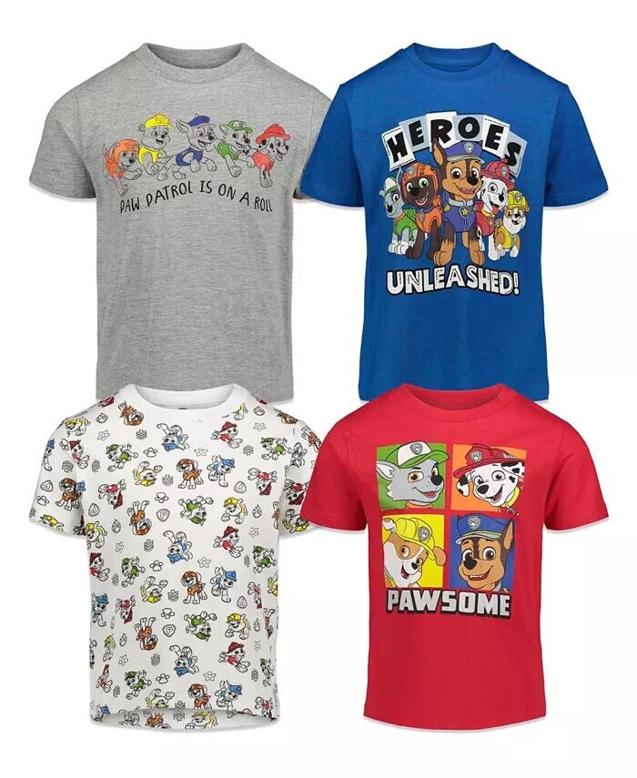 

Комплект из 4 футболок с рисунком Chase Marshall Rubble Rocky для малышей, для мальчиков Paw Patrol, мультиколор