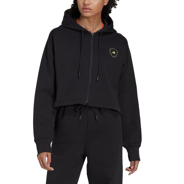 Толстовка by stella mccartney cropped hoodie 'black' Adidas, черный — фото 2