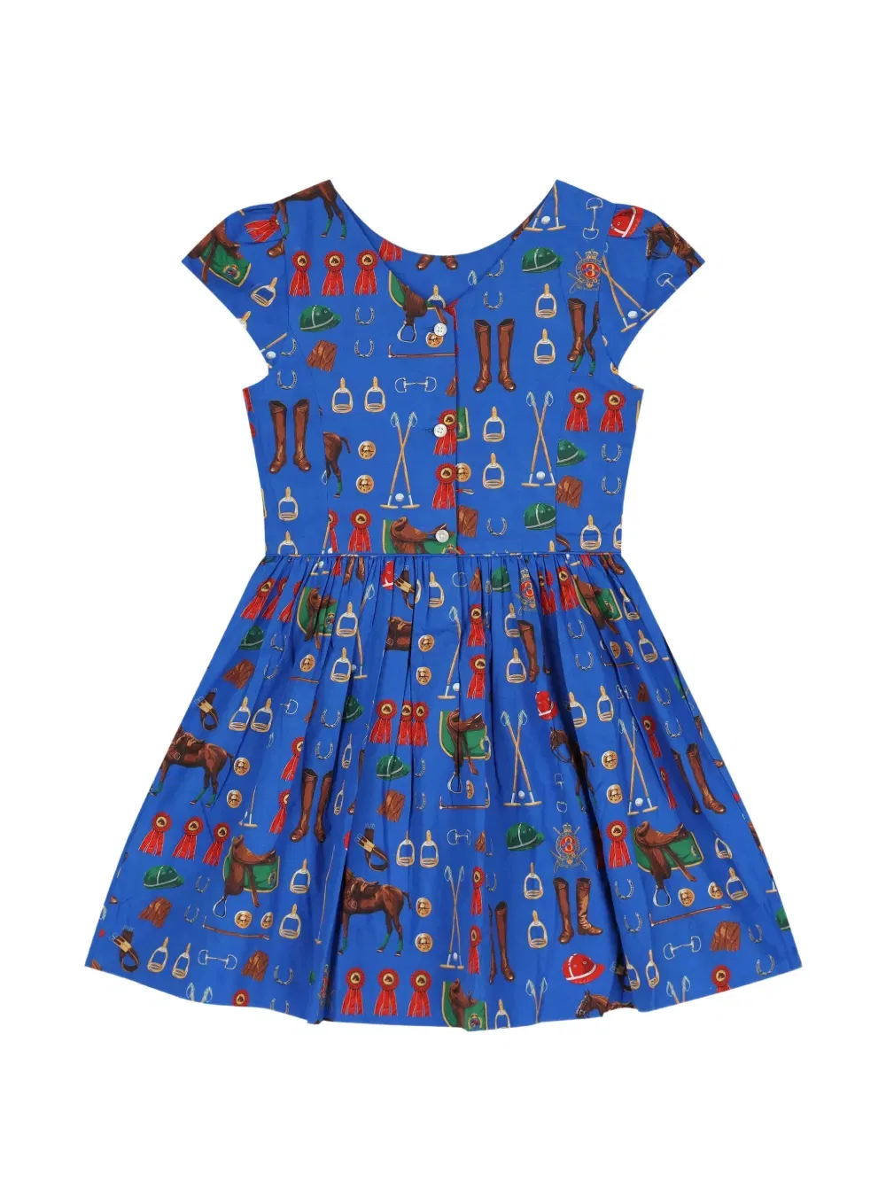 Платье с принтом и оборками Polo Ralph Lauren Kids, синий — фото 2