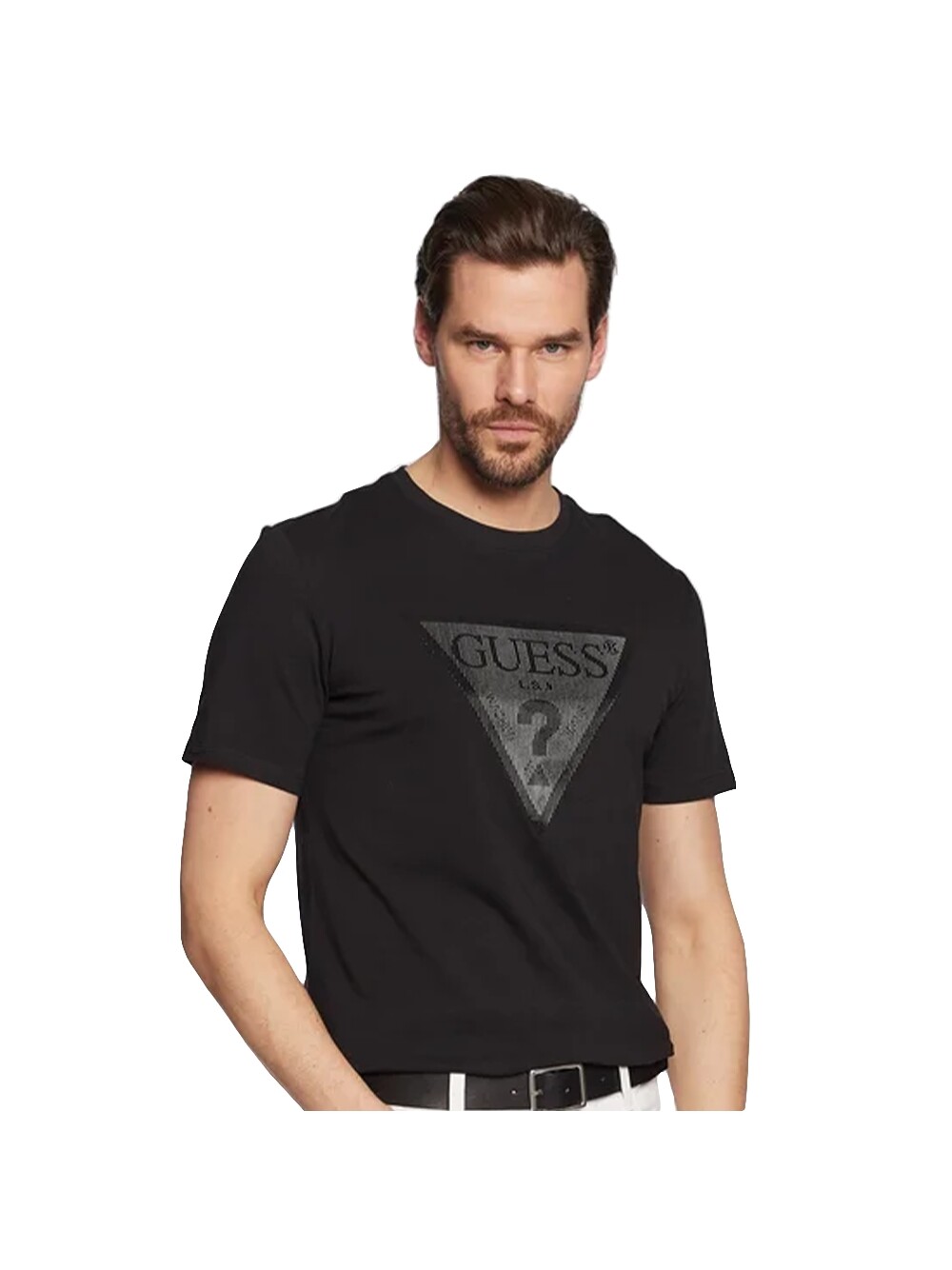 

Футболка классического треугольника с логотипом Guess, черный