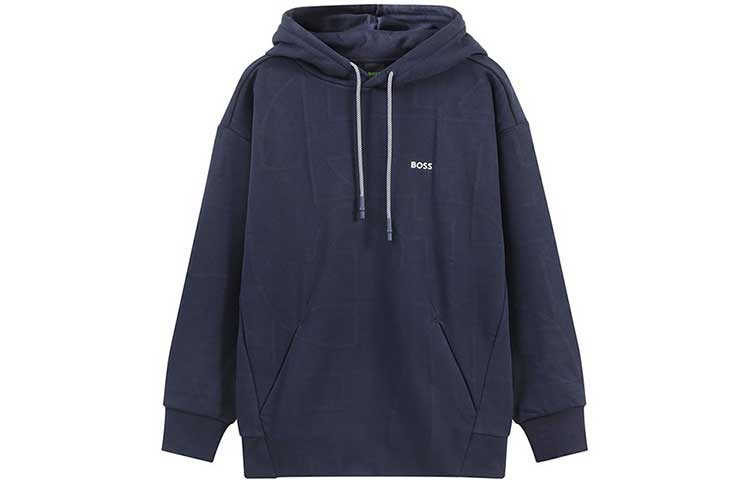 

Белая худи с вышитым логотипом Boss на шнурке HUGO BOSS