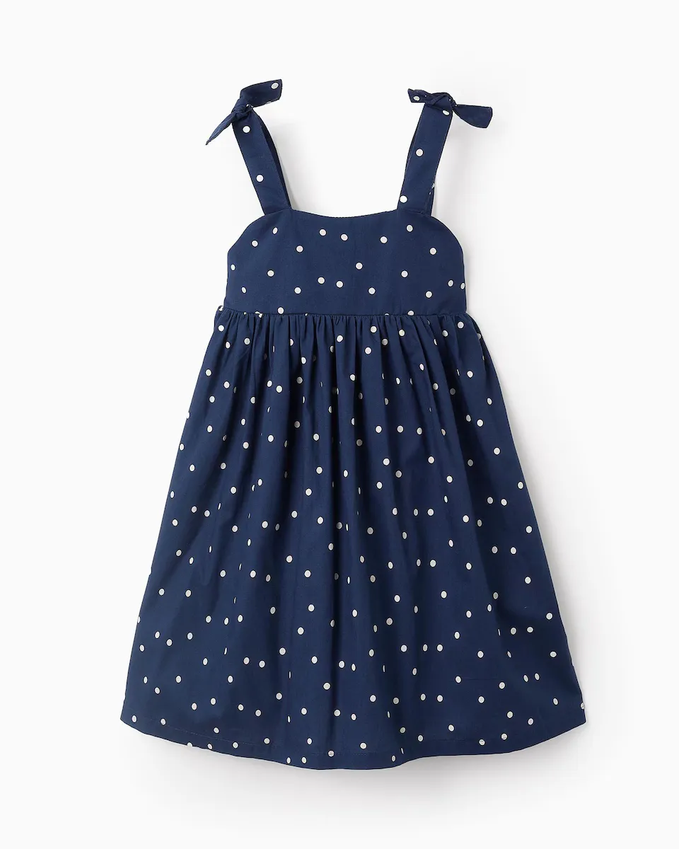 

Платье для девочки в горошек с бантами на бретелях Zippy, тёмно-синий