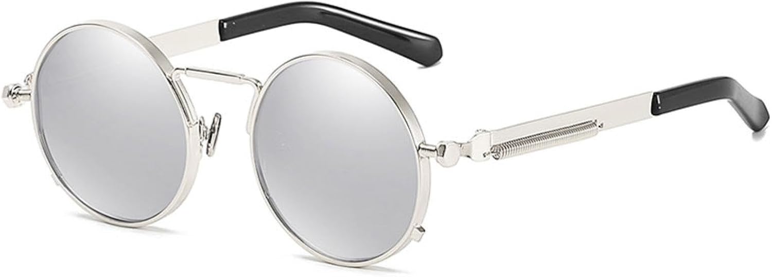 

Солнцезащитные очки с защитой UV400 | Круглые линзы в стиле стимпанк, конфетные цвета | Для женщин и мужчин, для занятий спортом на открытом воздухе и вождения DSVIGF, Silver Mercury