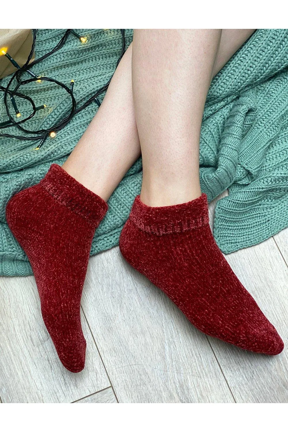 

Носки-тапочки из синели Solesmith, красный