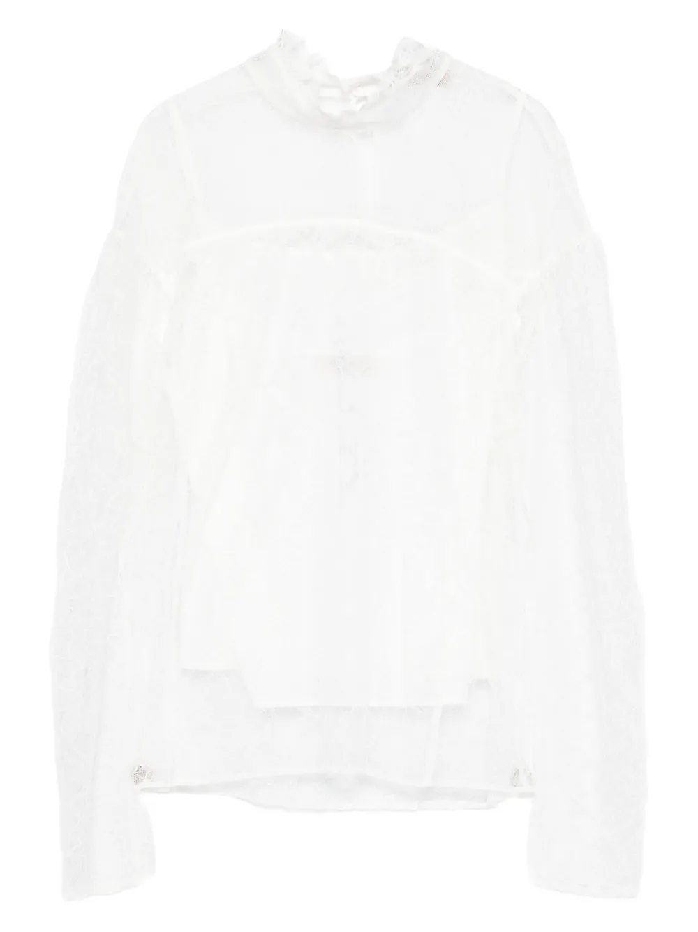 

Кружевной топ с воротником-стойкой TWINSET, белый