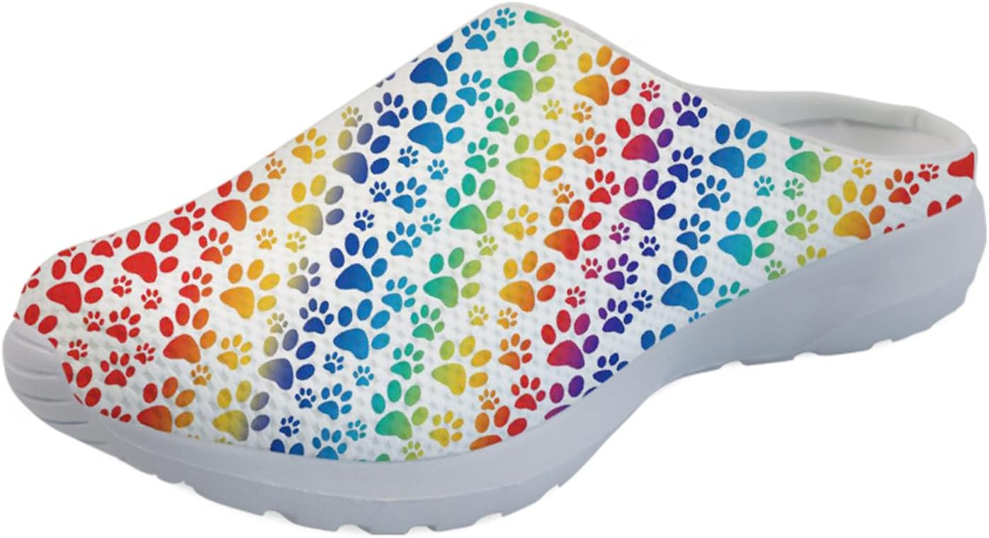 

GLENLCWE Blue Dolphin Butterfly Мужские садовые сабо, женские слоги с мягкой сеткой Mules Сандалии для ходьбы Легкая обувь для медсестры, Rainbow Leopard