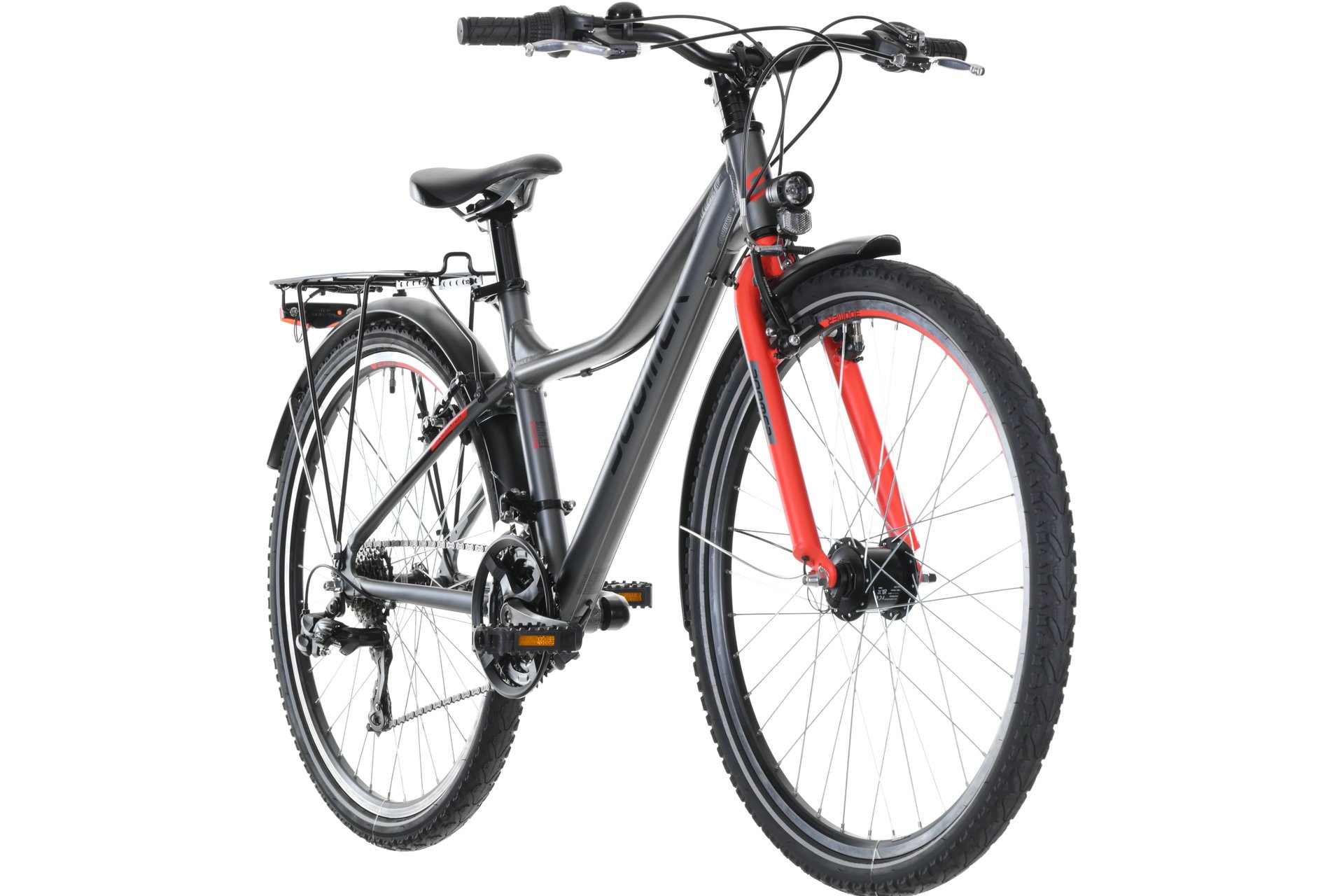 Молодежный велосипед Boomer RACER 26 - 26 дюймов - Diamant - 2024, цвет Grau|anthracite/black/red — фото 2