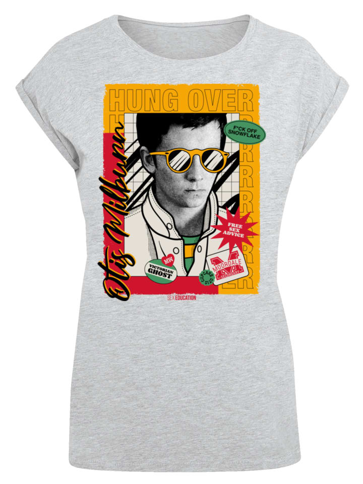 

Футболка с коллажем Половое воспитание Отиса в серых крапинках F4NT4STIC