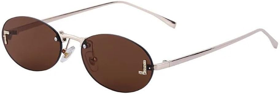 

Овальные солнцезащитные очки 2027 года для женщин, ретро-оправа с градиентным переходом цвета, безрамочные, металлические, для мужчин, для активного отдыха и вождения MTZJH, 8