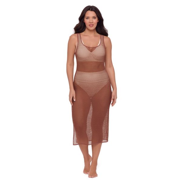 

Женское макси-платье крючком с разрезом сбоку S3 Swim, цвет latte