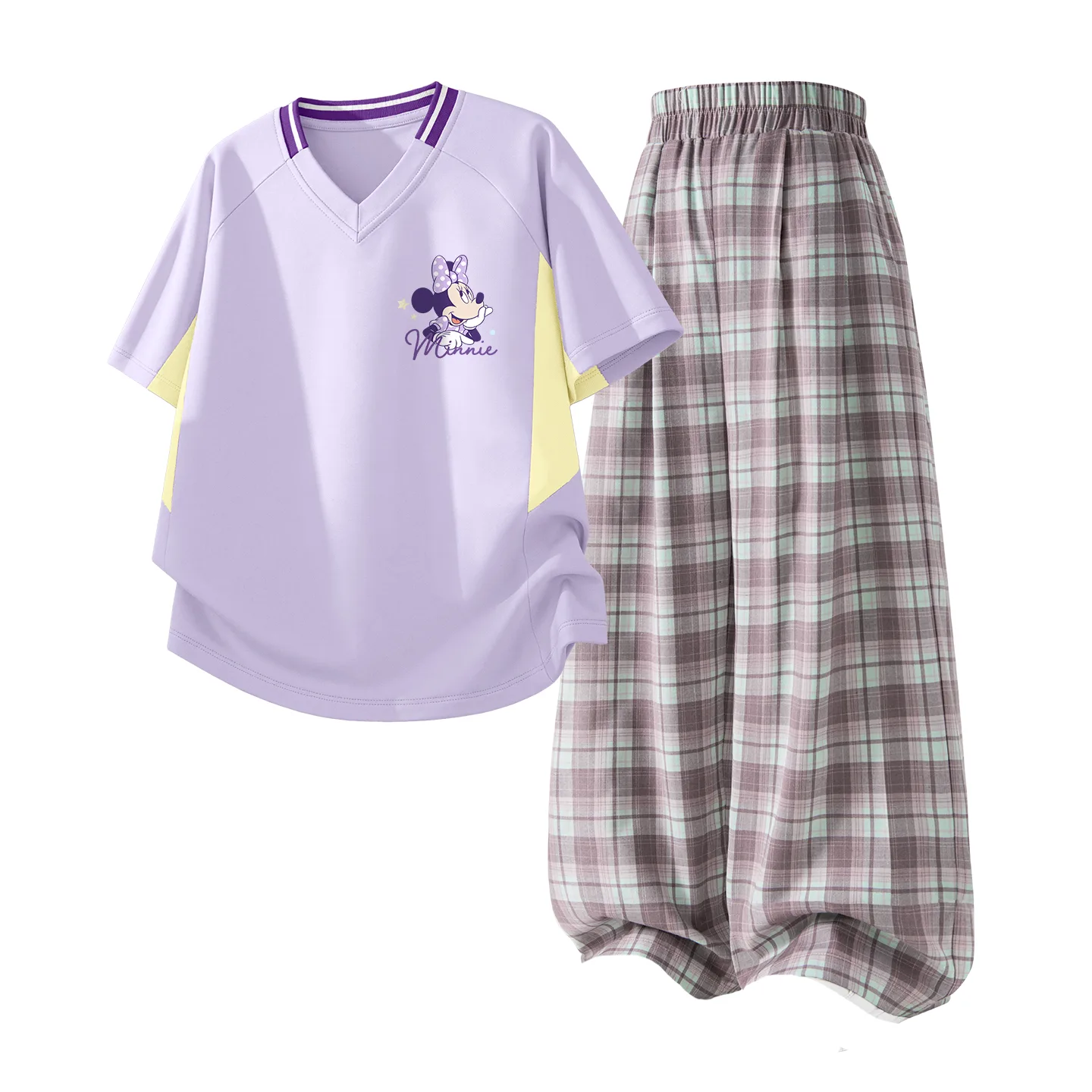 Детская спортивная одежда с V-образным вырезом Disney, Daisy K Purple+Solid Pink