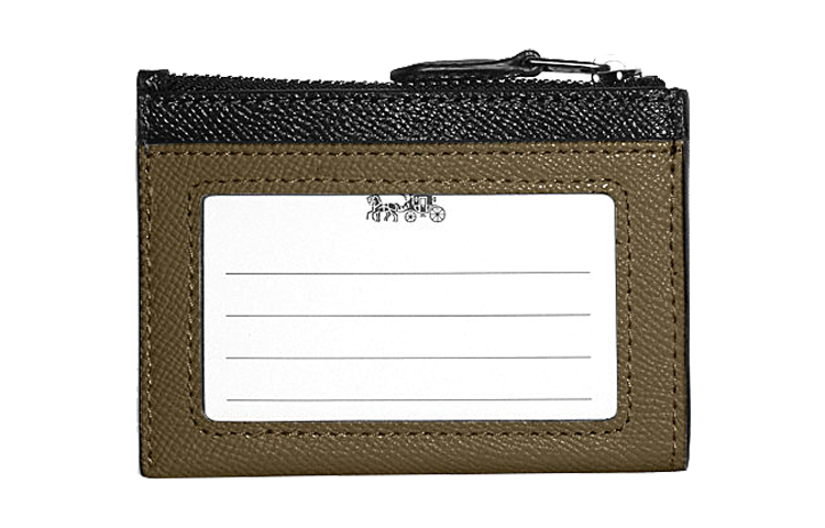 

Кожаный мини-кошелёк для документов и карт женский оливково-зелёный COACH