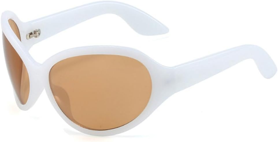 

LVTFCO Винтажные большие солнцезащитные очки «кошачий глаз» для женщин в стиле панк, спортивные, модные, овальные, с защитой от УФ-излучения UV400, мужские солнцезащитные очки, White Tea