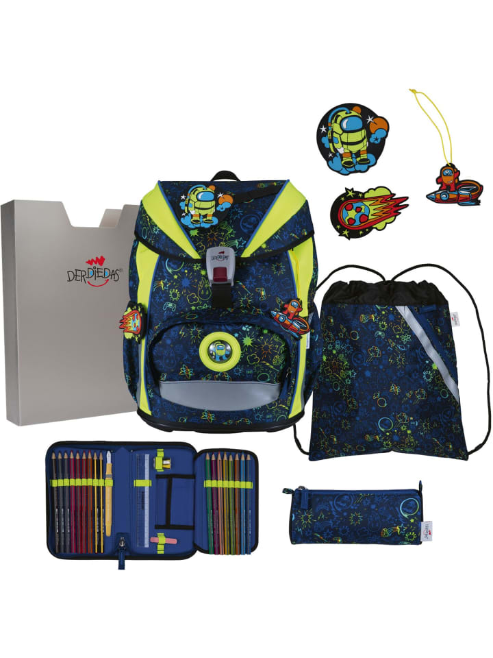 

Набор школьных сумок Derdiedas, 5 предметов, ErgoFlex Light Neon Crazy, синий