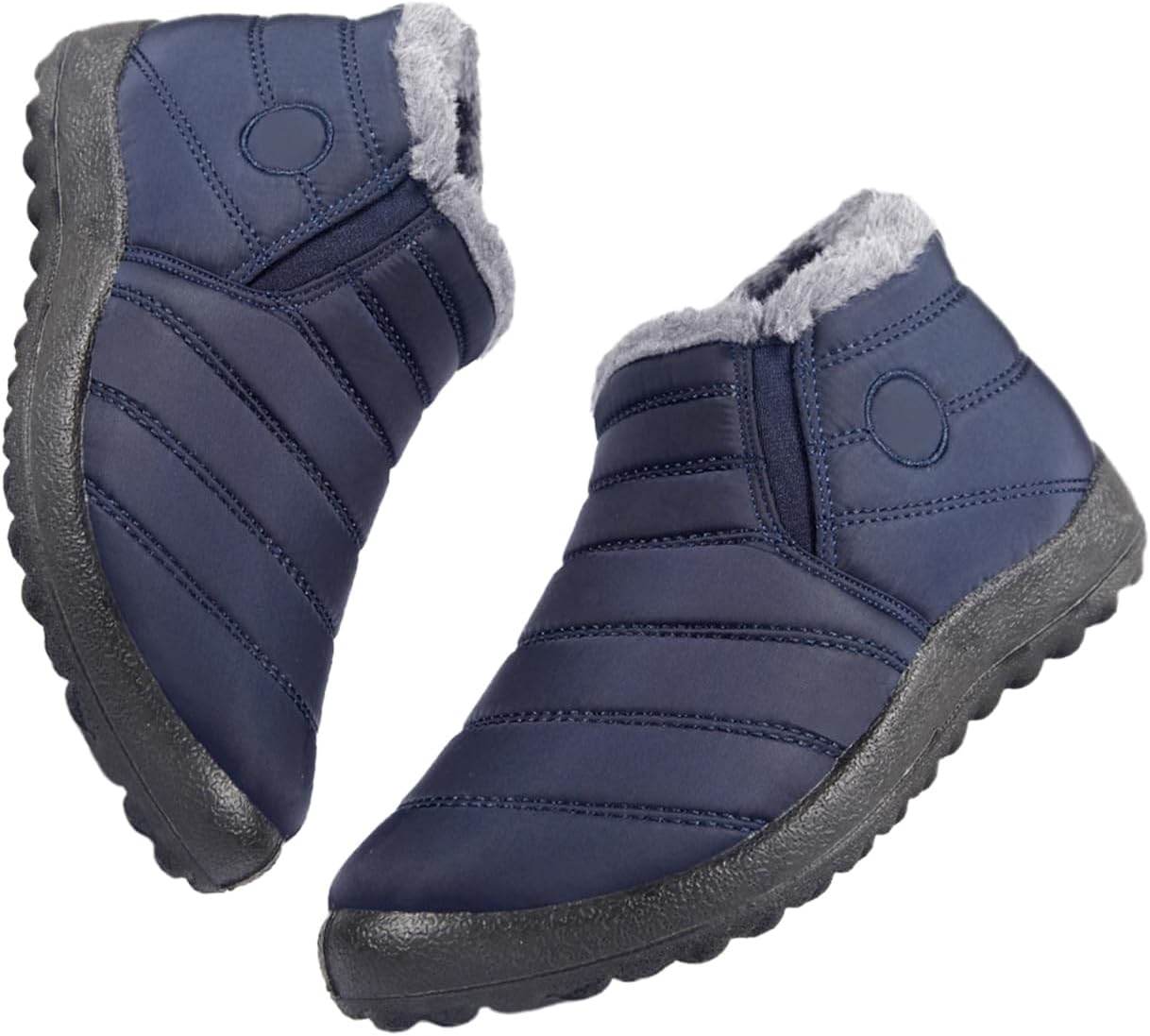 

Женские зимние теплые ботинки с меховой подкладкой, водонепроницаемые, без застежек, нескользящие, легкие и удобные, для прогулок на открытом воздухе Generic, темно-синий